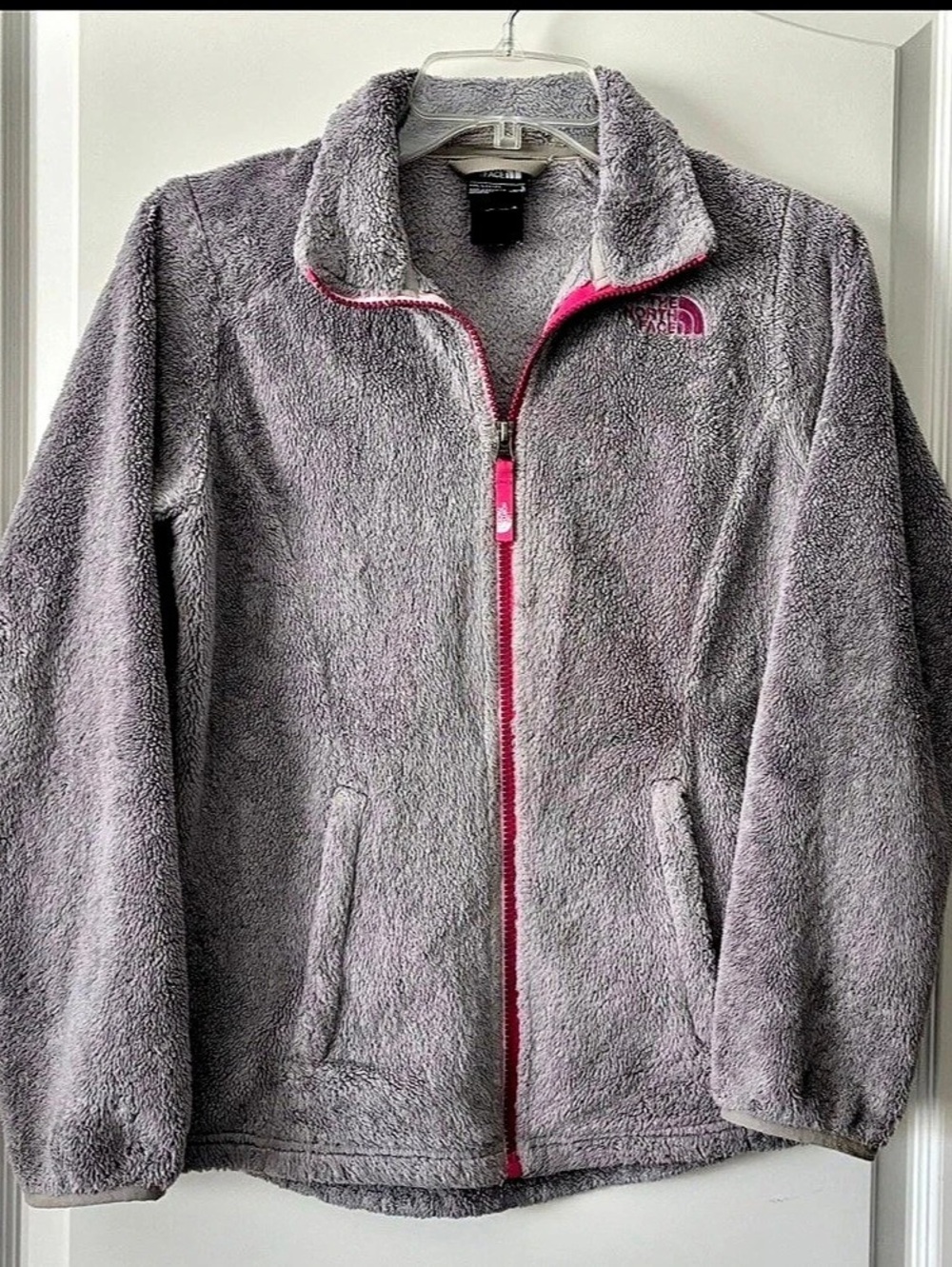 The North Face Girls Gray Fleece Jacket Size Medium Like New